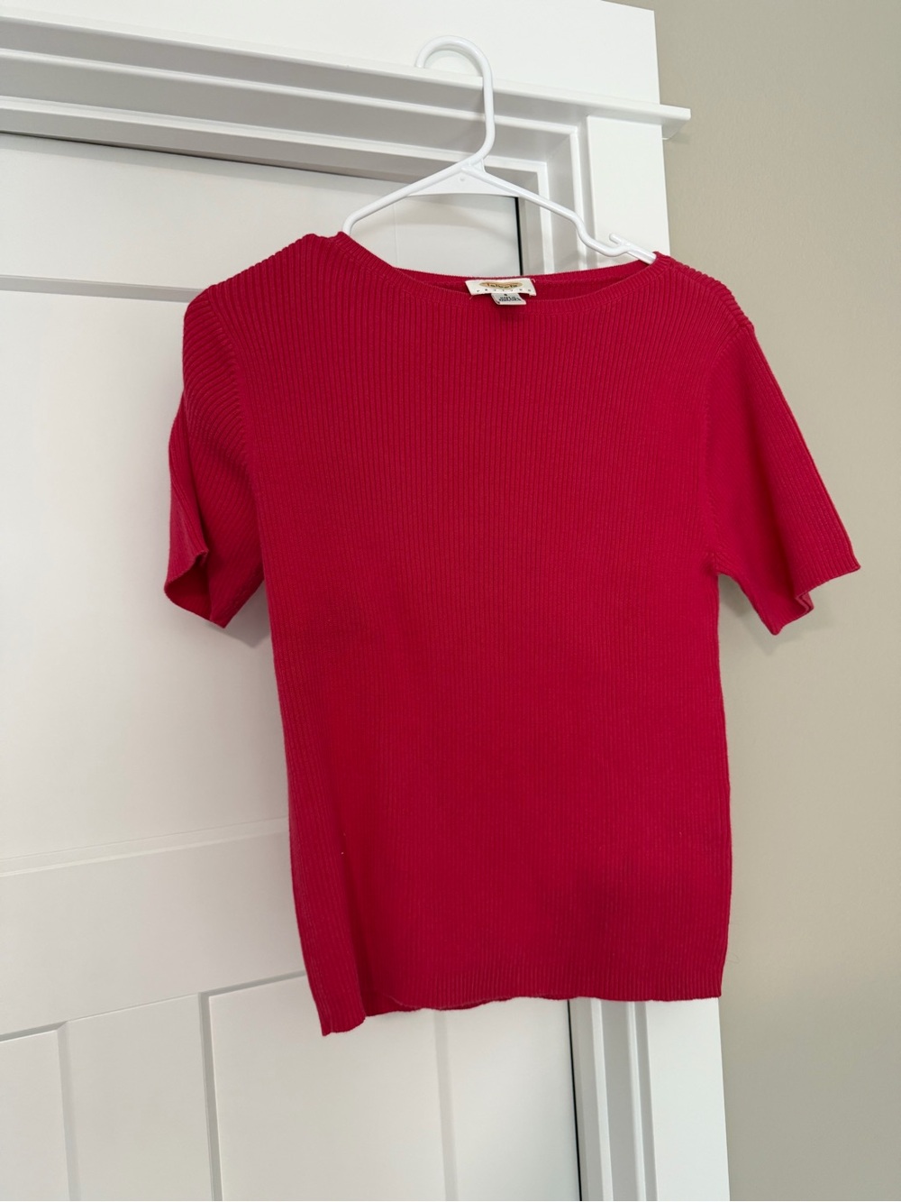 Talbots Bright Red Ribbed Short Sleeve Tee